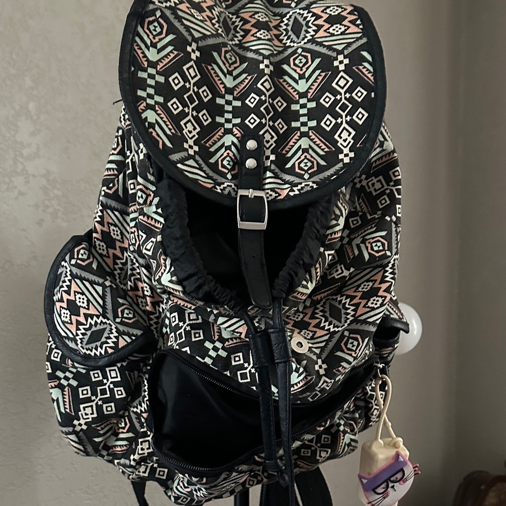 Patterned Backpack With Black And White Accents - image 5